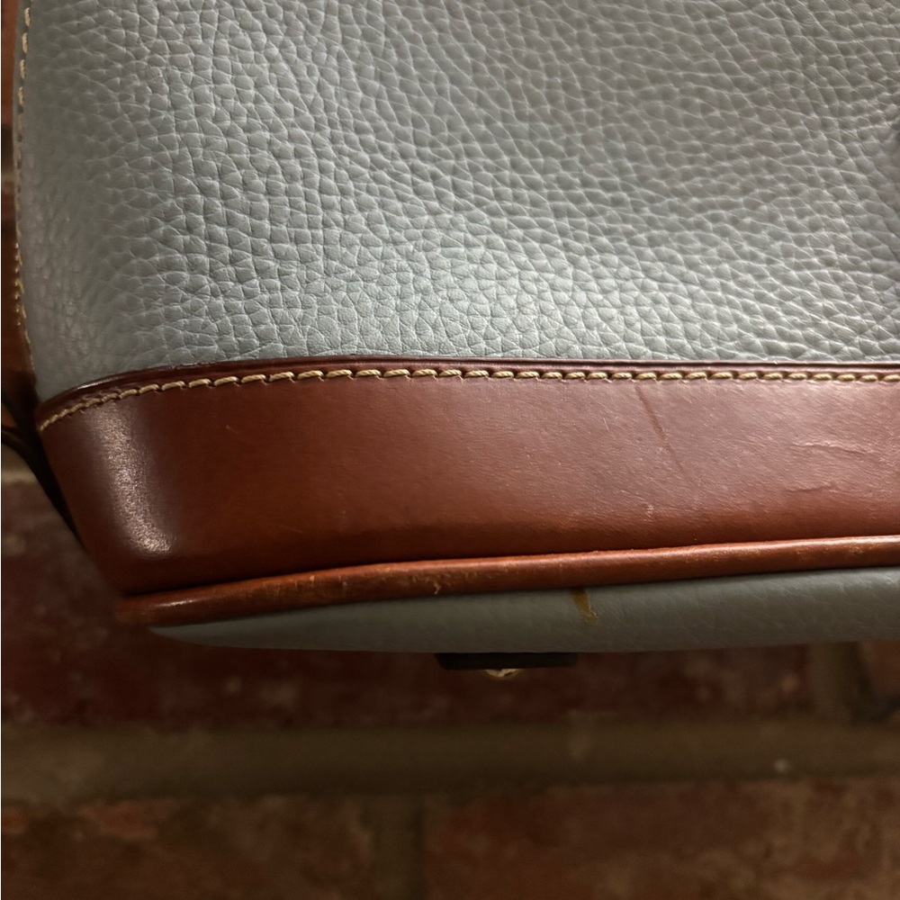 DOONEY & BOURKE Blue Pebble Grain Zip Zip Satchel Leather Dome Purse *Read - Picture 2 of 11